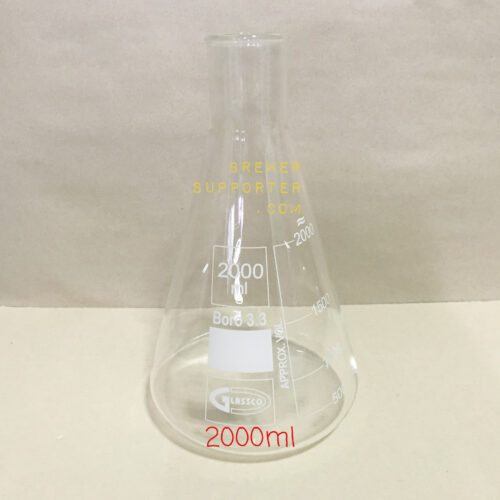 ขวดแก้วชมพู่ Erlenmeyer flask 2000ml.