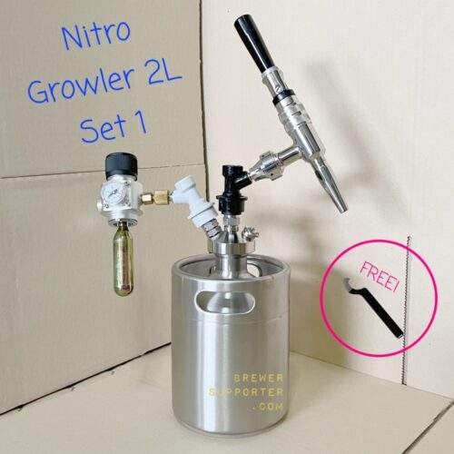 Nitro growler 2L with nitro tap and mini regulator.