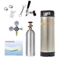 19L ball lock corny keg with standard tap and Co2 regulator with Co2 cylinder.